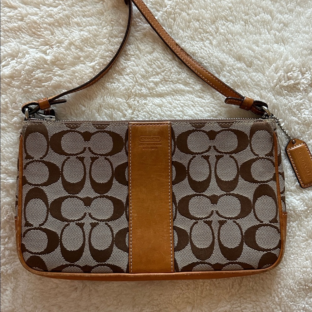 Vintage coach demi slim crossbody purse tan